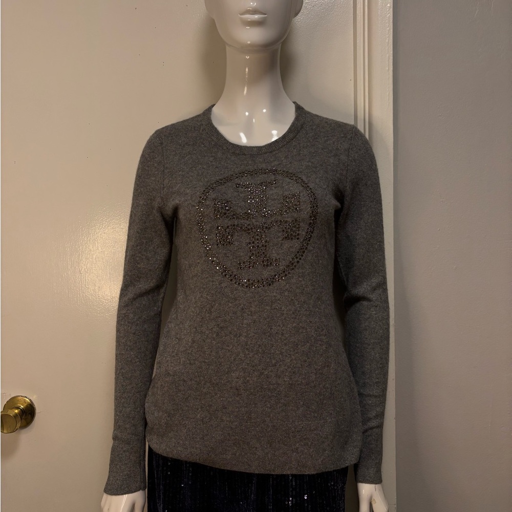 Tory Burch Gray Knit Sweater 35 merino wool